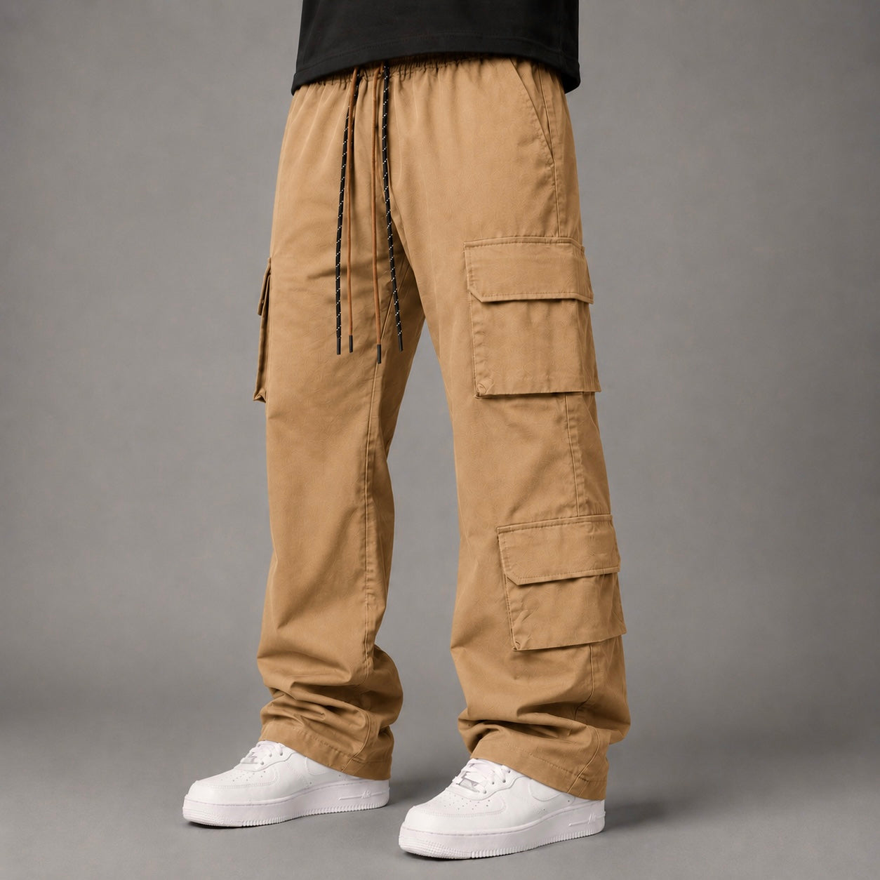 Baruda - Flare Nylon Cargo Pants - Wheat - 404FS