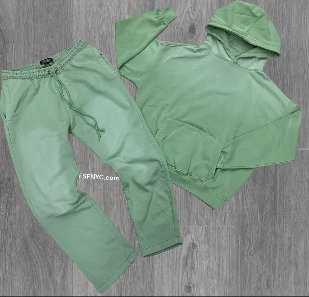 OverSized Fade Sweat Suit - Sage - 885