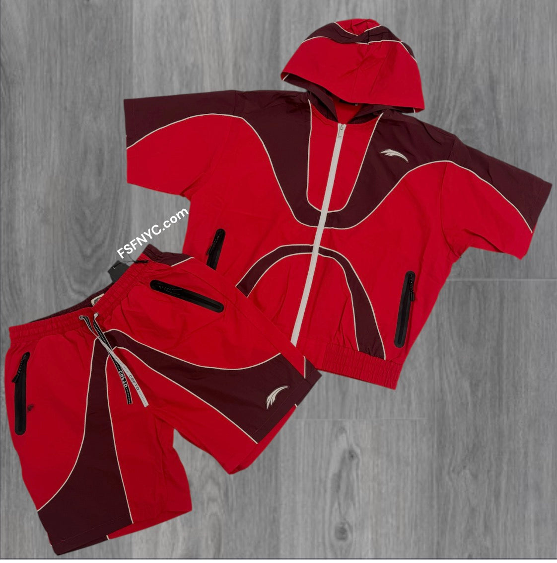 Crafted - Windbreaker Short Set - Red/Wine - 580 579