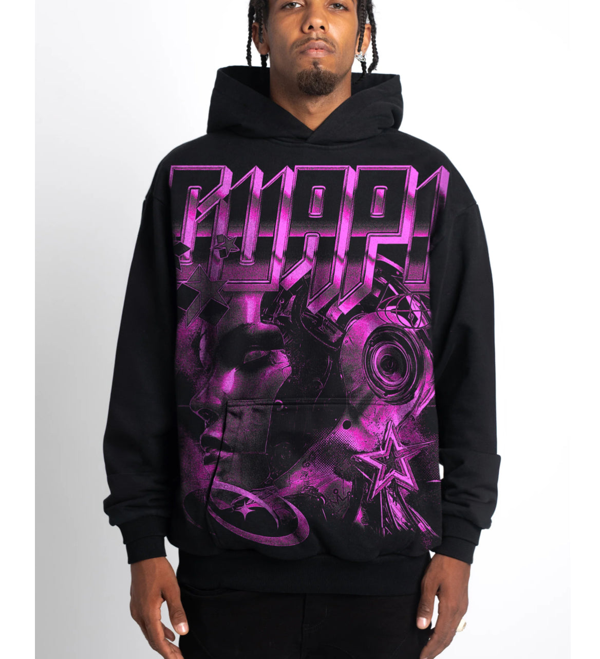 Guapi OverSize Cyber Hoodie Black Pink