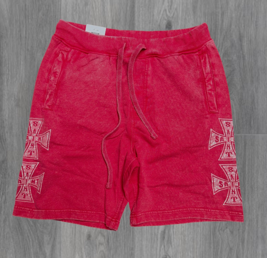 Rebel - Cross Saint Sweat Shorts - Red - 964