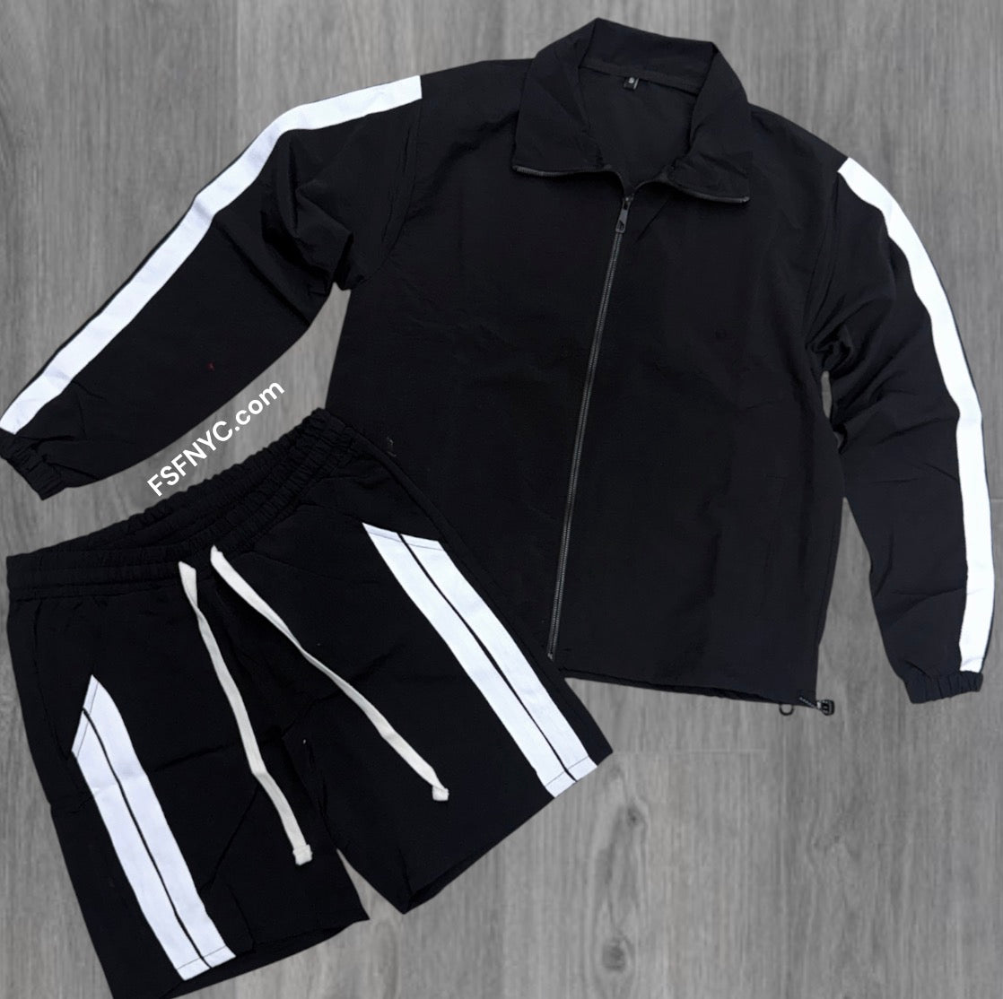 Baruda - Windbreaker zip Jacket Short Set - Black - 2026