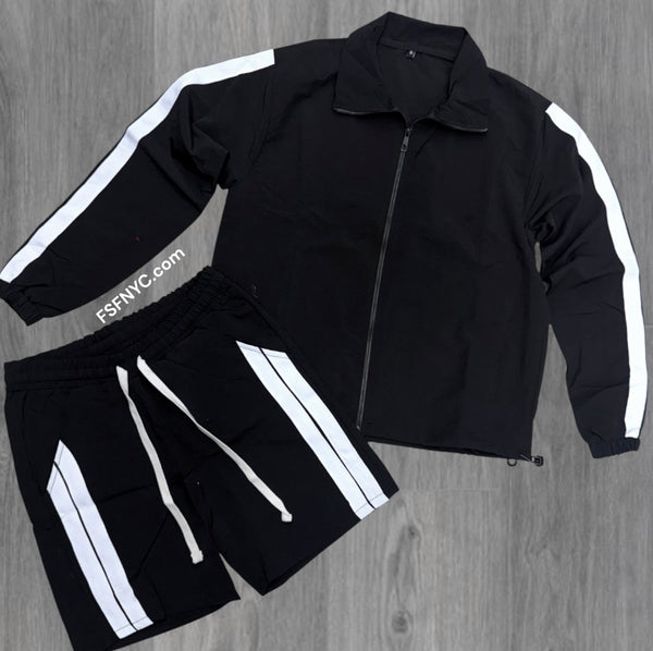 Baruda - Windbreaker zip Jacket Short Set - Black - 2026