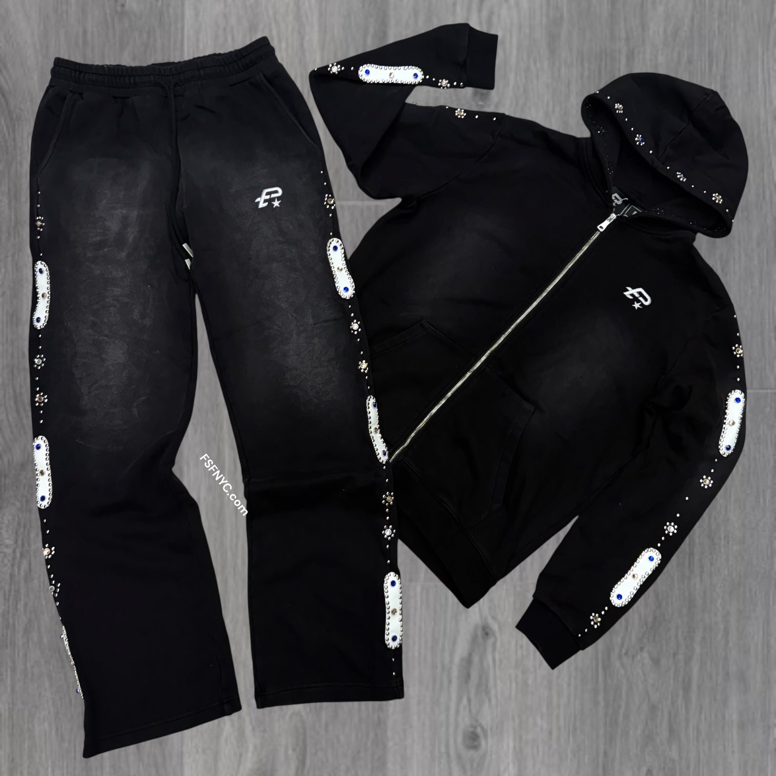 PLTK - Zip Crystal Sweat Suit - Black