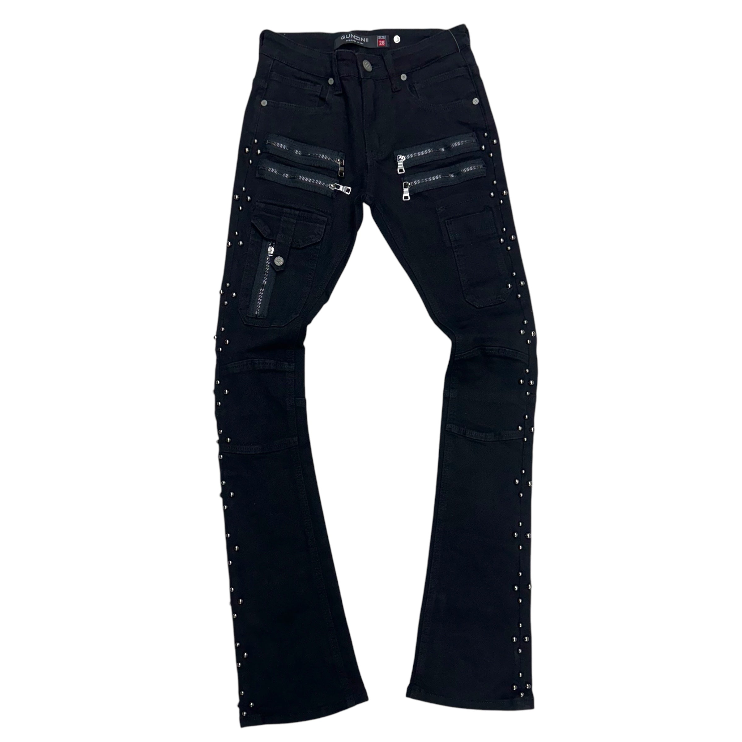 Gunzinii stacked Studded Denim Black GZ593