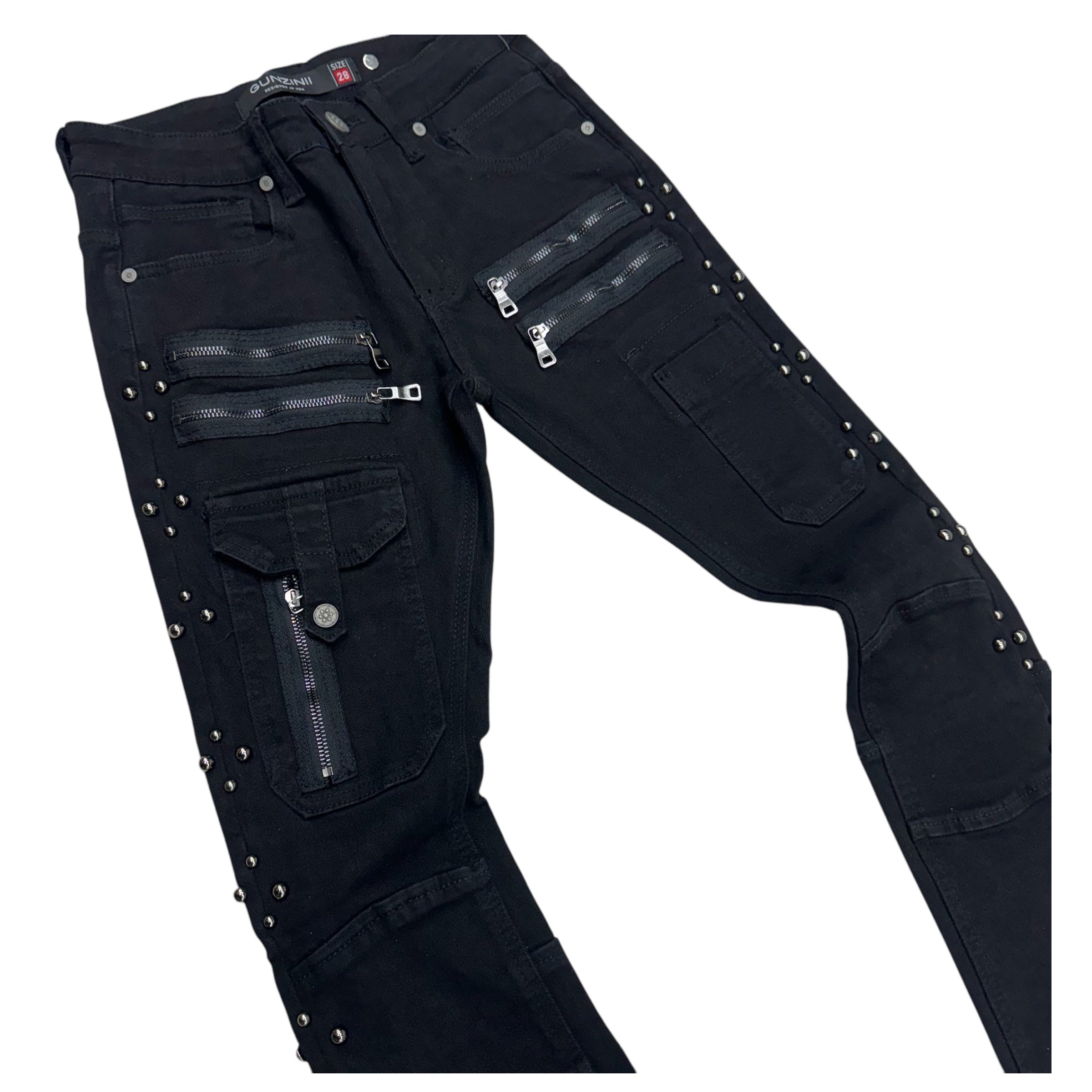 Gunzinii stacked Studded Denim Black GZ593