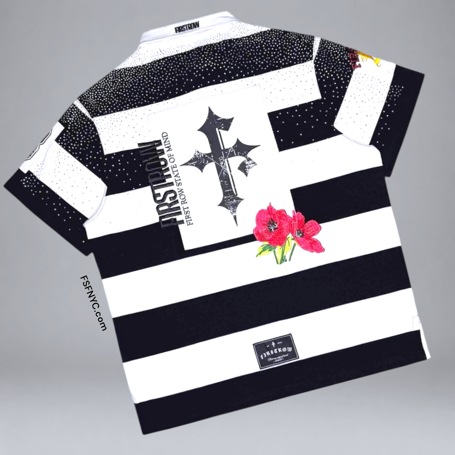 FR - Rhinestone Mono Polo Shirt - Black - 1001