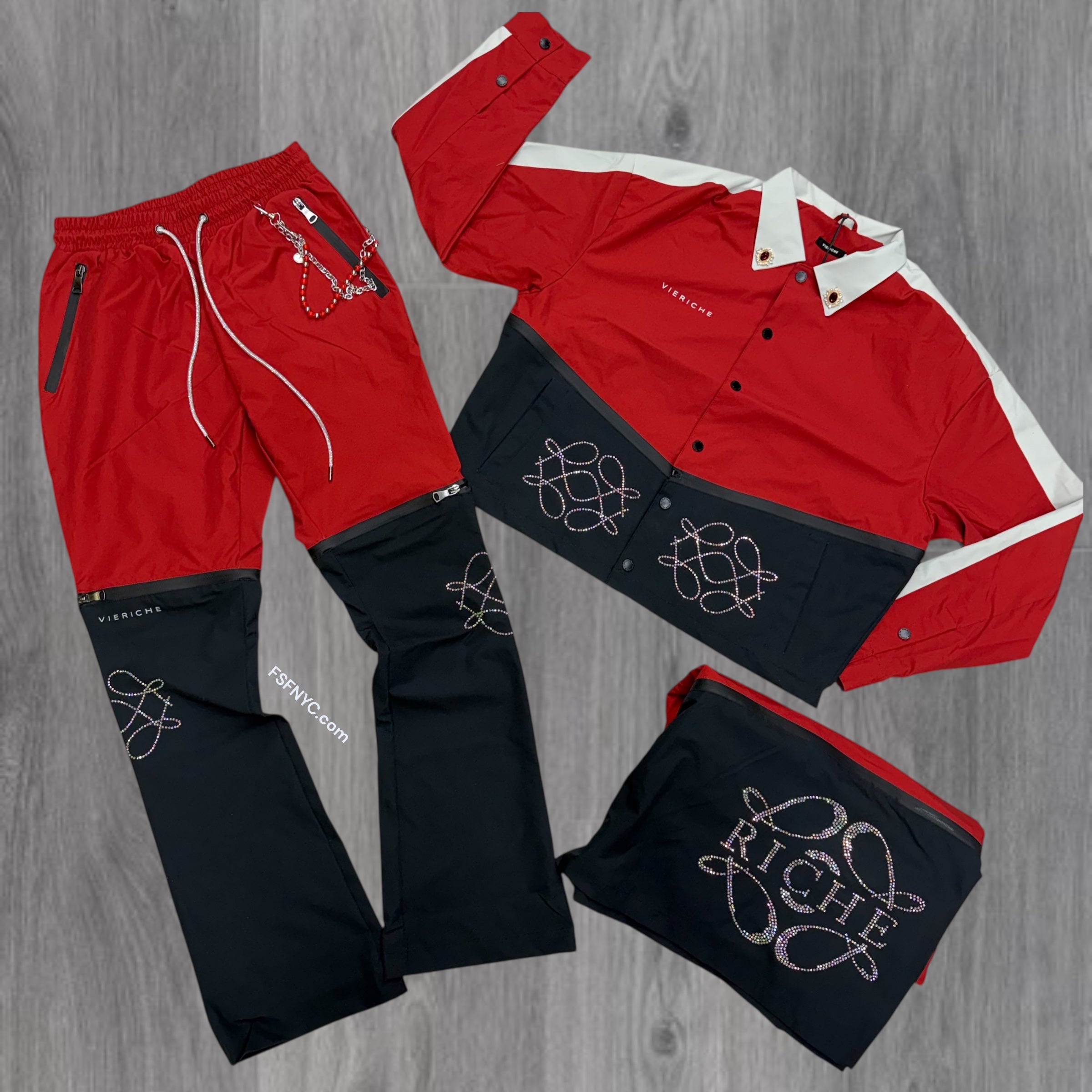 VR - Rhinestone Nylon Set - RED - 1507 1508