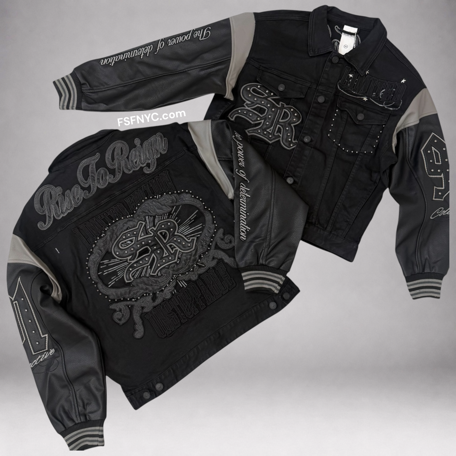 Rise - Reigh Varsity Denim Jacket - G Black - F5445