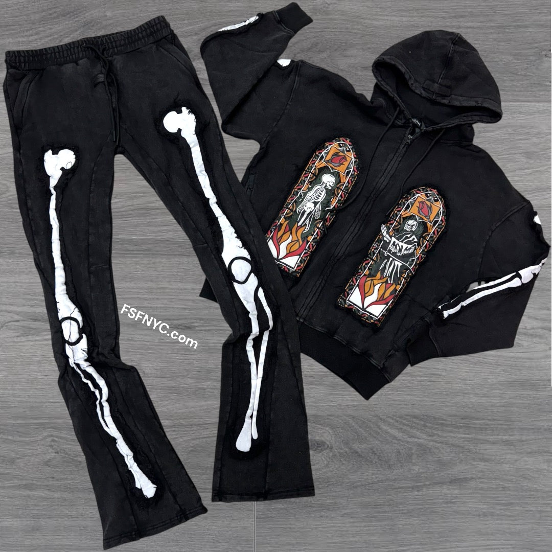 Hudson Stacked Bones Sweat Suit Black