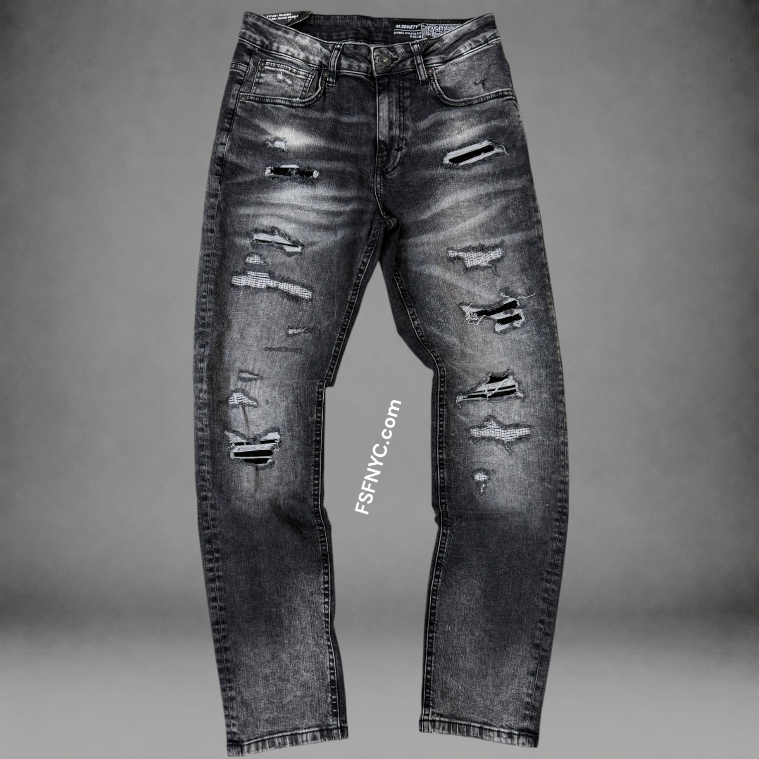 MS - Slim Fit Denim Jeans - Black Marb 82683