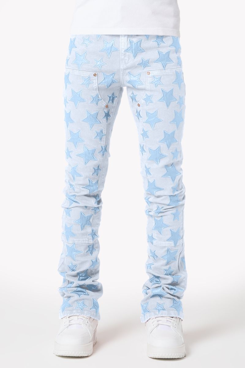 Guapi Stacked Stars Denim w chain Blue