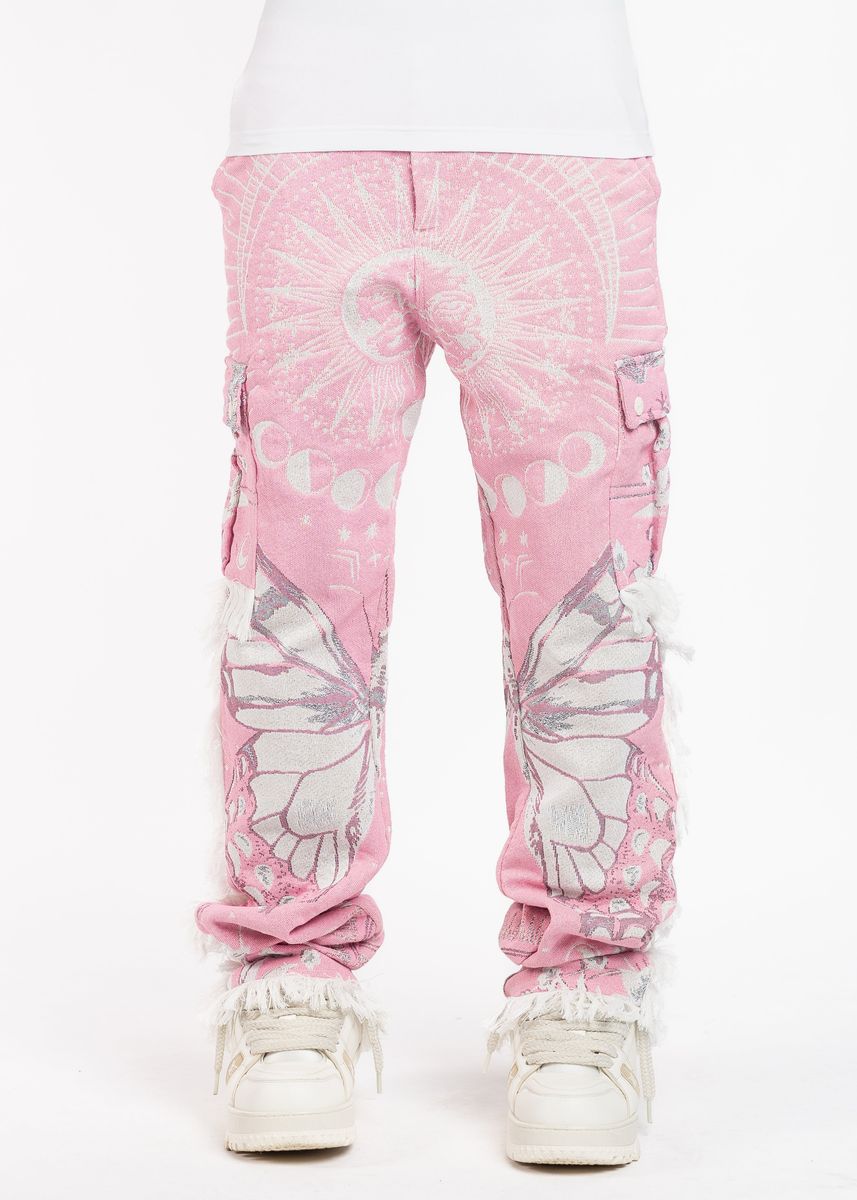 Guapi Jacquard Tapstry Pants Pink