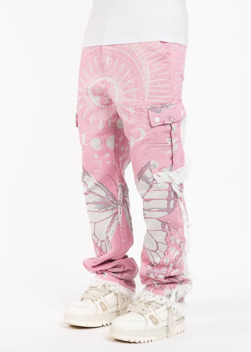 Guapi Jacquard Tapstry Pants Pink