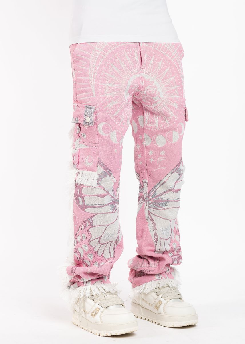 Guapi Jacquard Tapstry Pants Pink