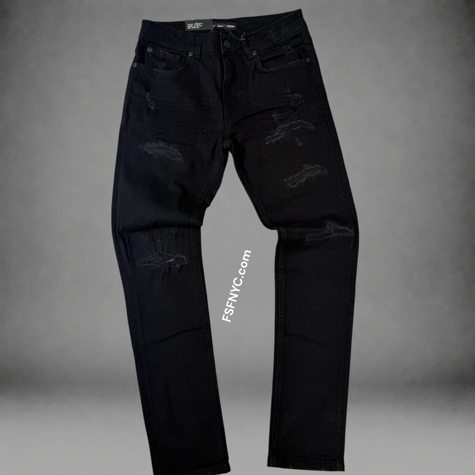 Threads - Slim Fit Distress Denim - Jet Black 50136