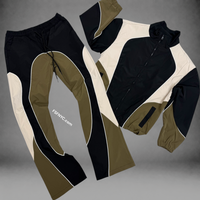 Baruda - Color Block Windbreaker Set - Black - 803