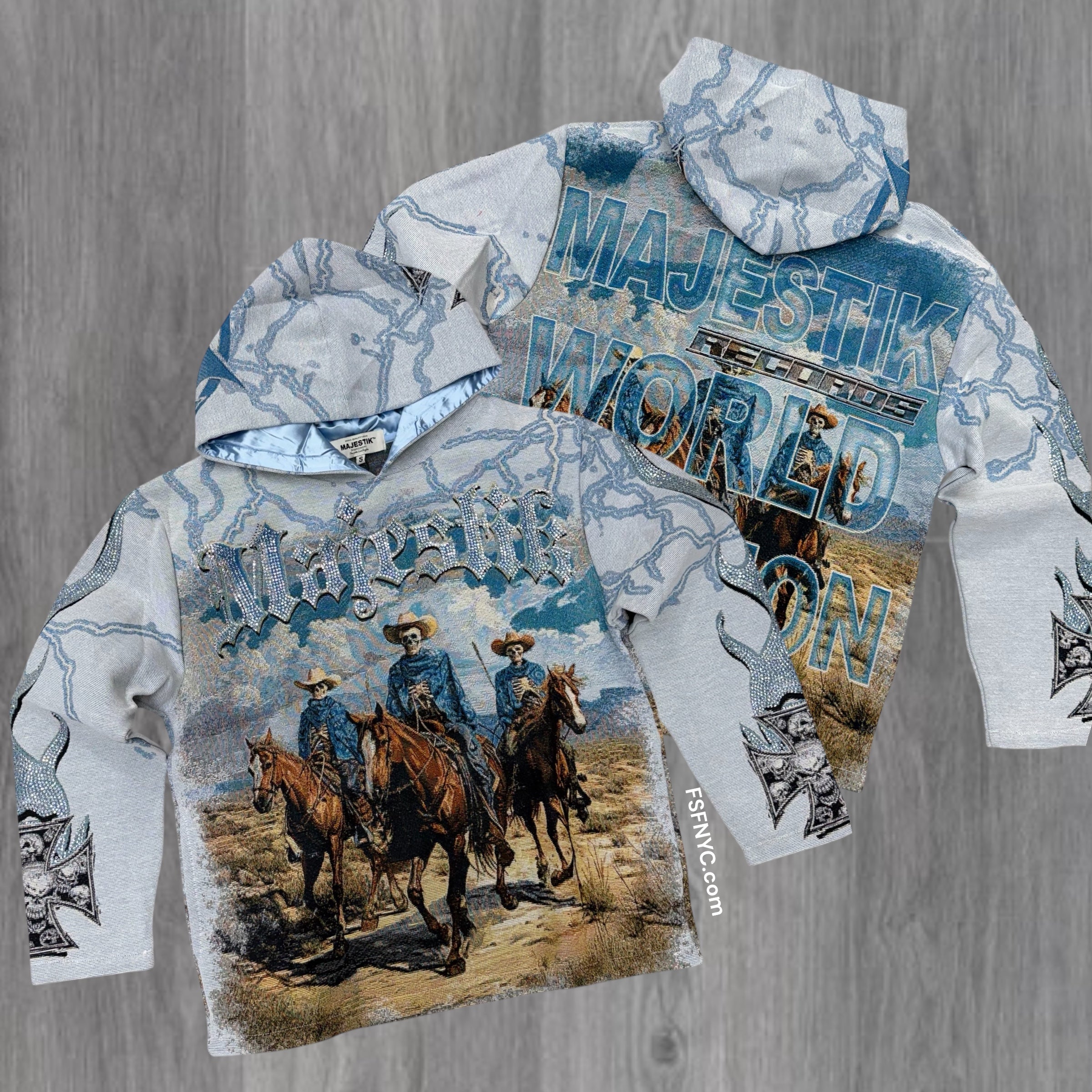 MJSTK - jacquard country Hoodie - Cream Blue - 2501