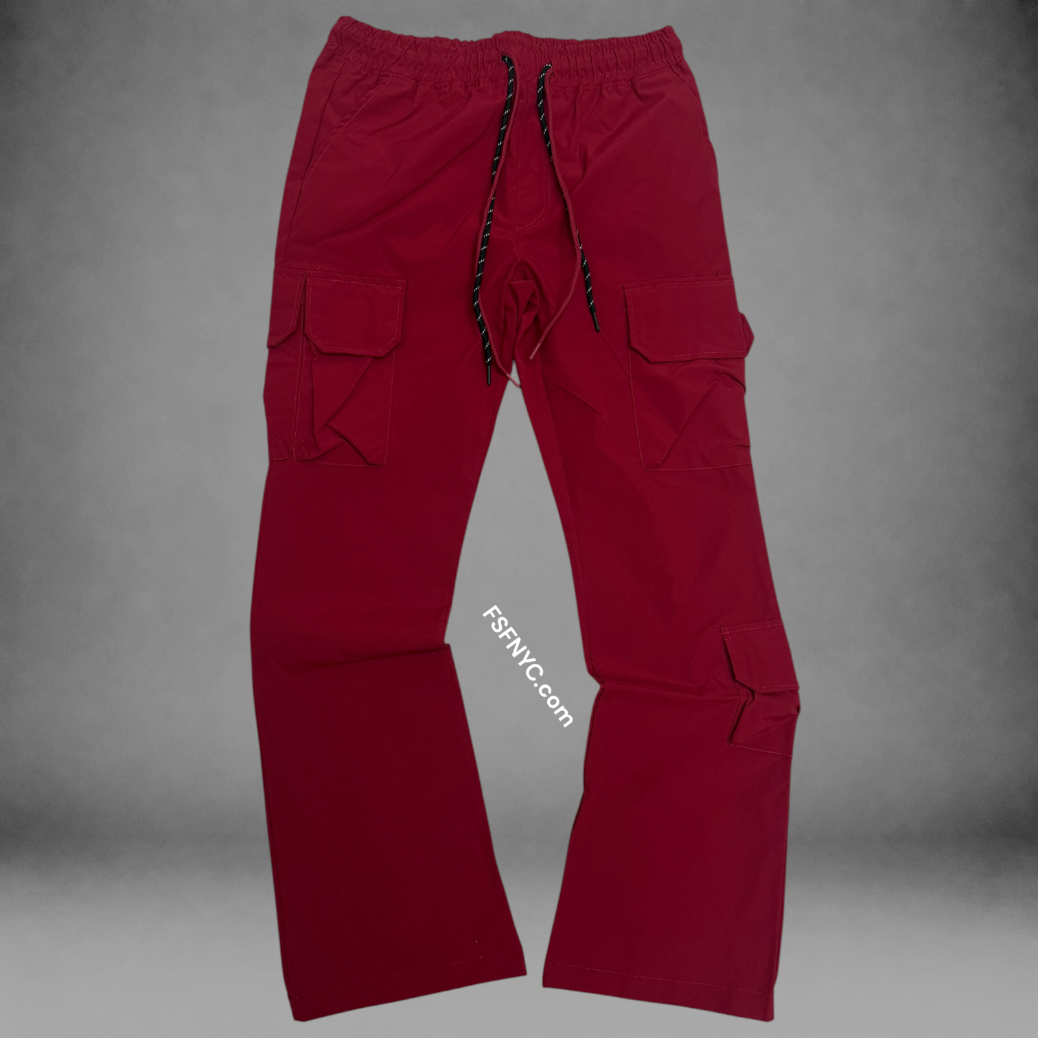 Baruda - Flare Nylon Cargo Pants - Dark Red/Wine - 404FS