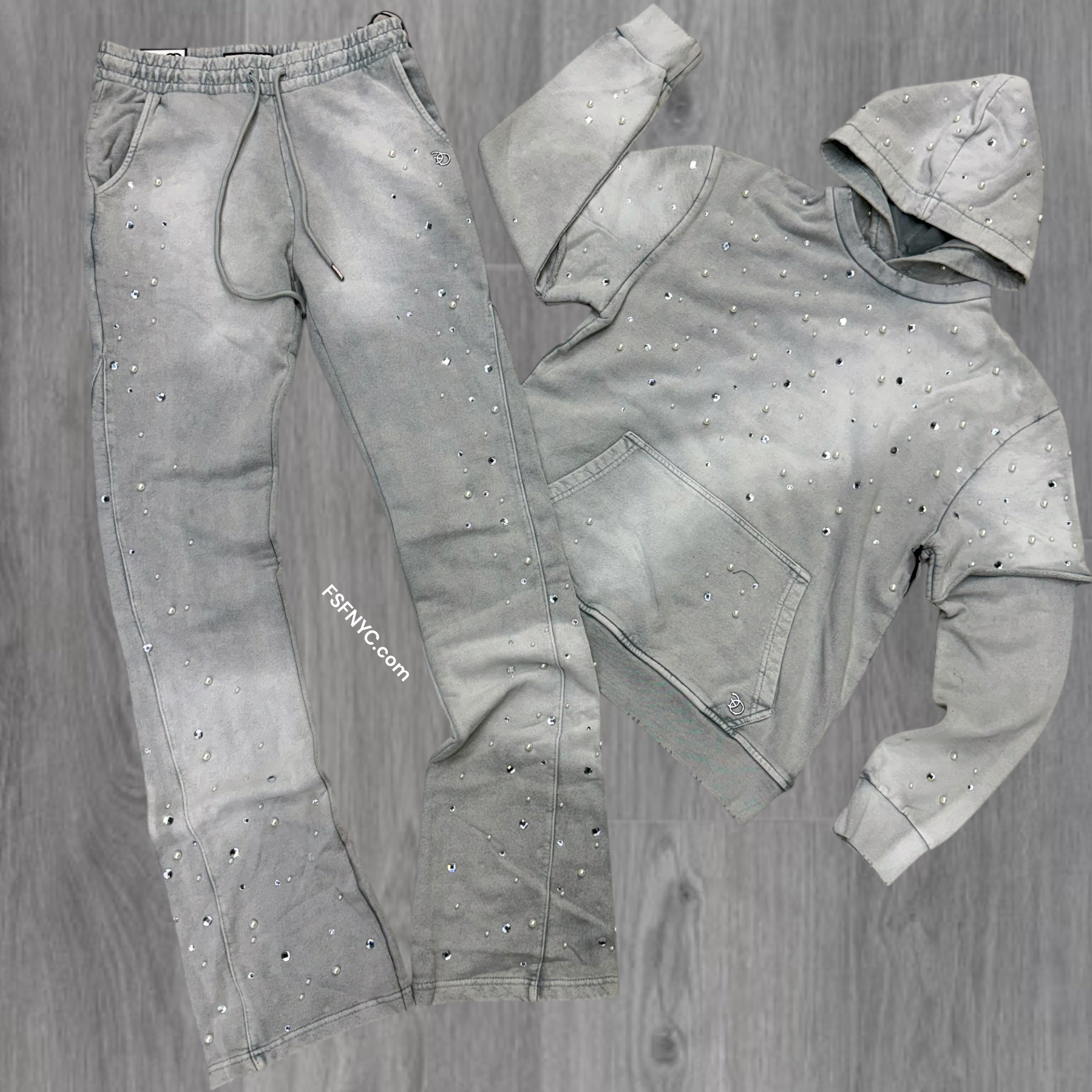 FO - Stacked Acid Crystal Sweat suit - Grey - 6187
