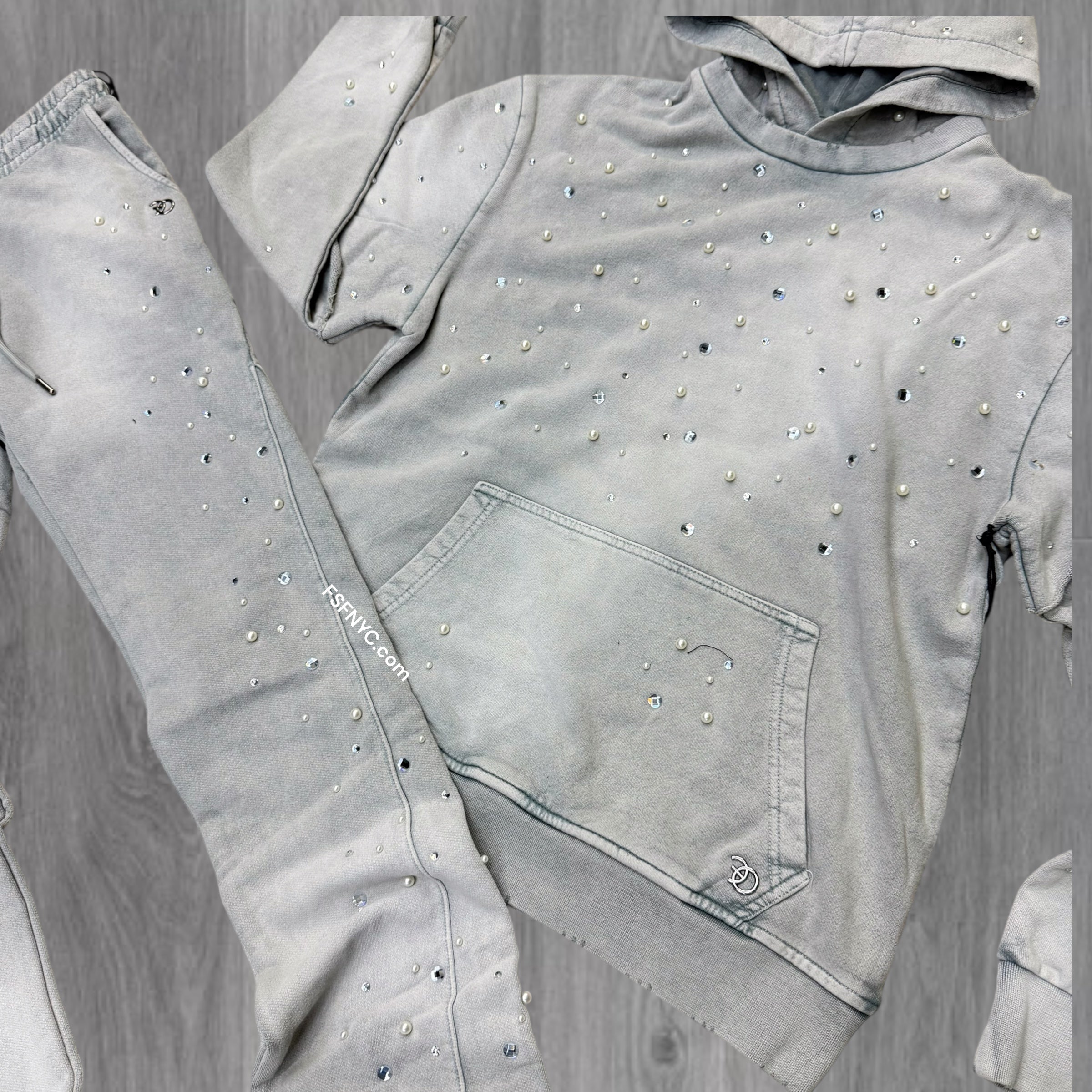 FO - Stacked Acid Crystal Sweat suit - Grey - 6187