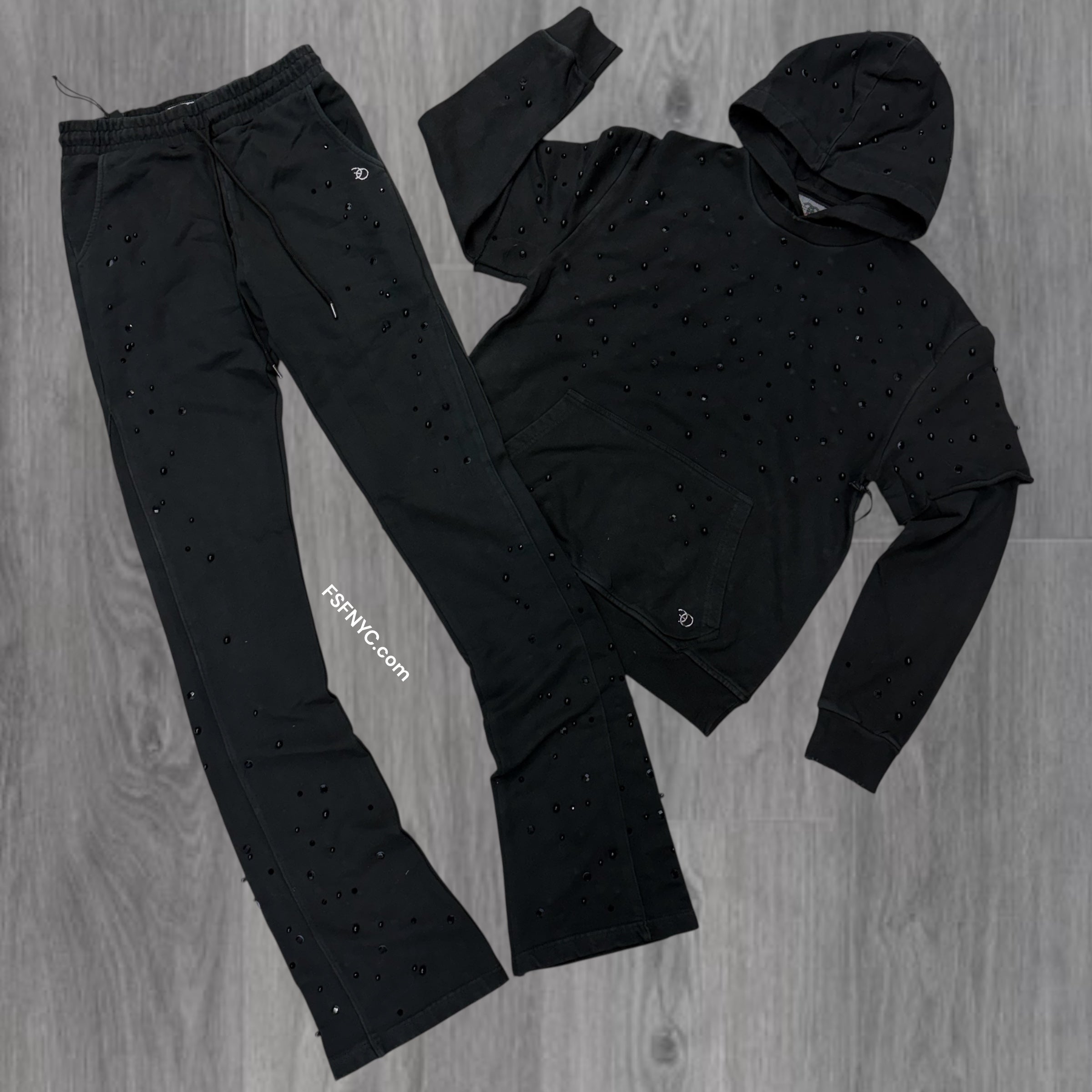 FO - Stacked Acid Crystal Sweat suit - Black - 6187