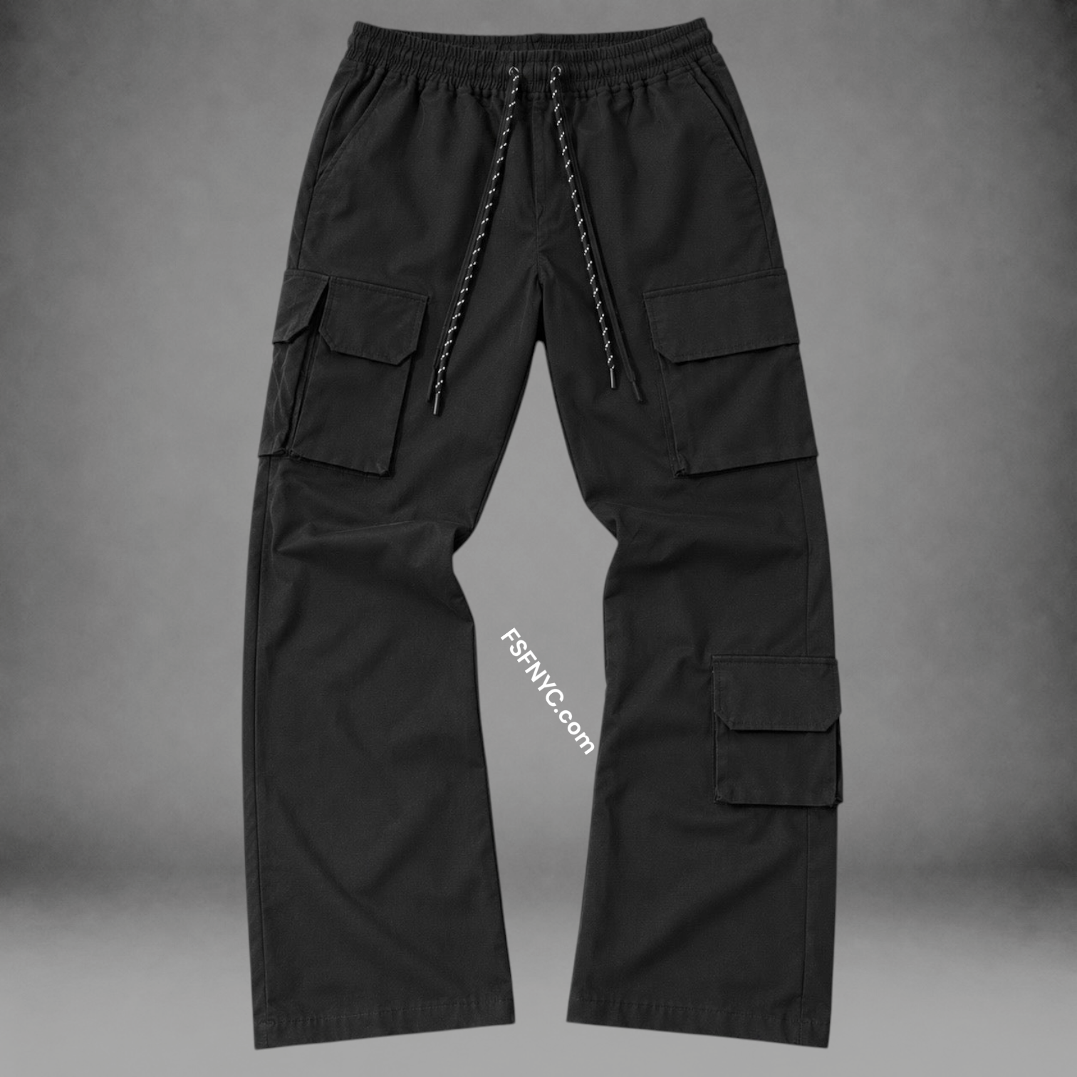 Baruda - Flare Nylon Cargo Pants - Black - 404FS