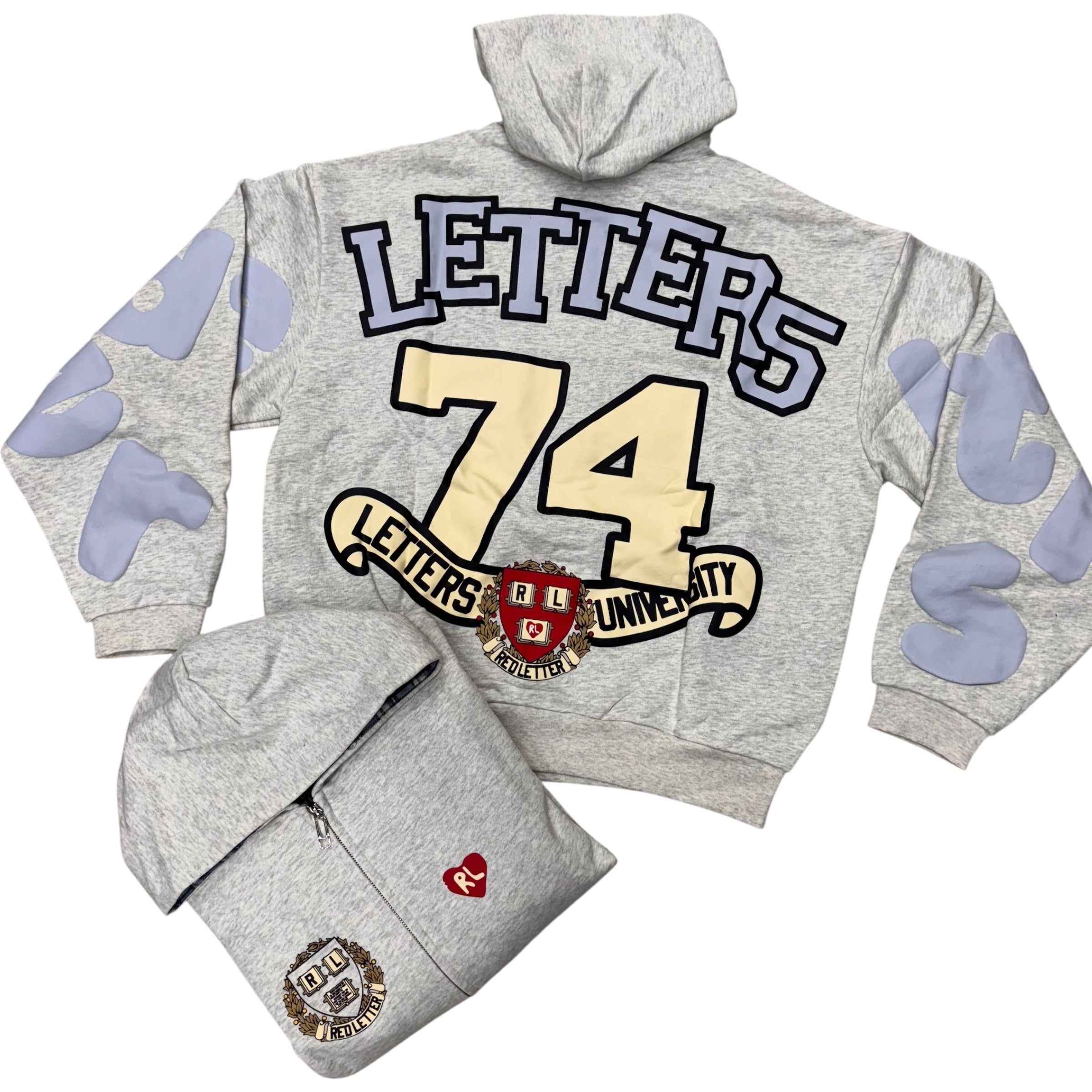 RL Uni Scattered Zip Up Hoodie Heather Grey
