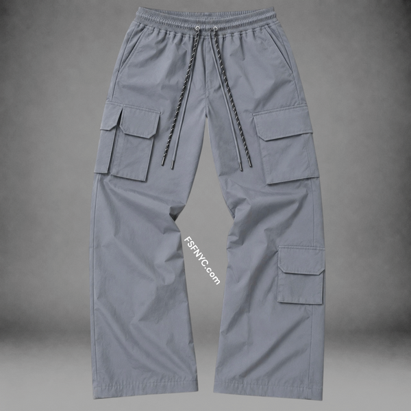 Baruda - Flare Nylon Cargo Pants - Grey - 404FS