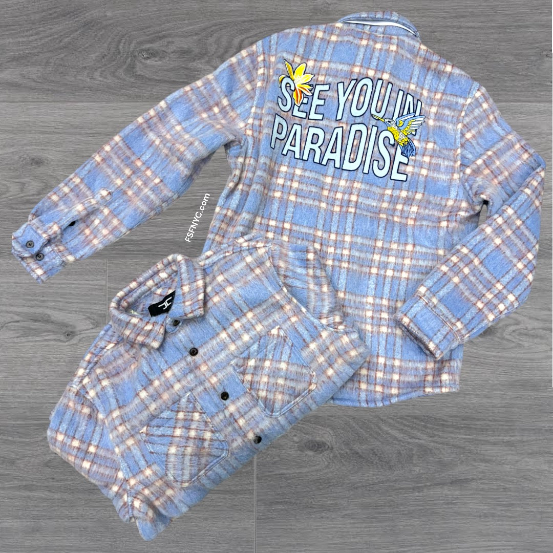 JC Mohair Flannel Shacket sky Blue 2561