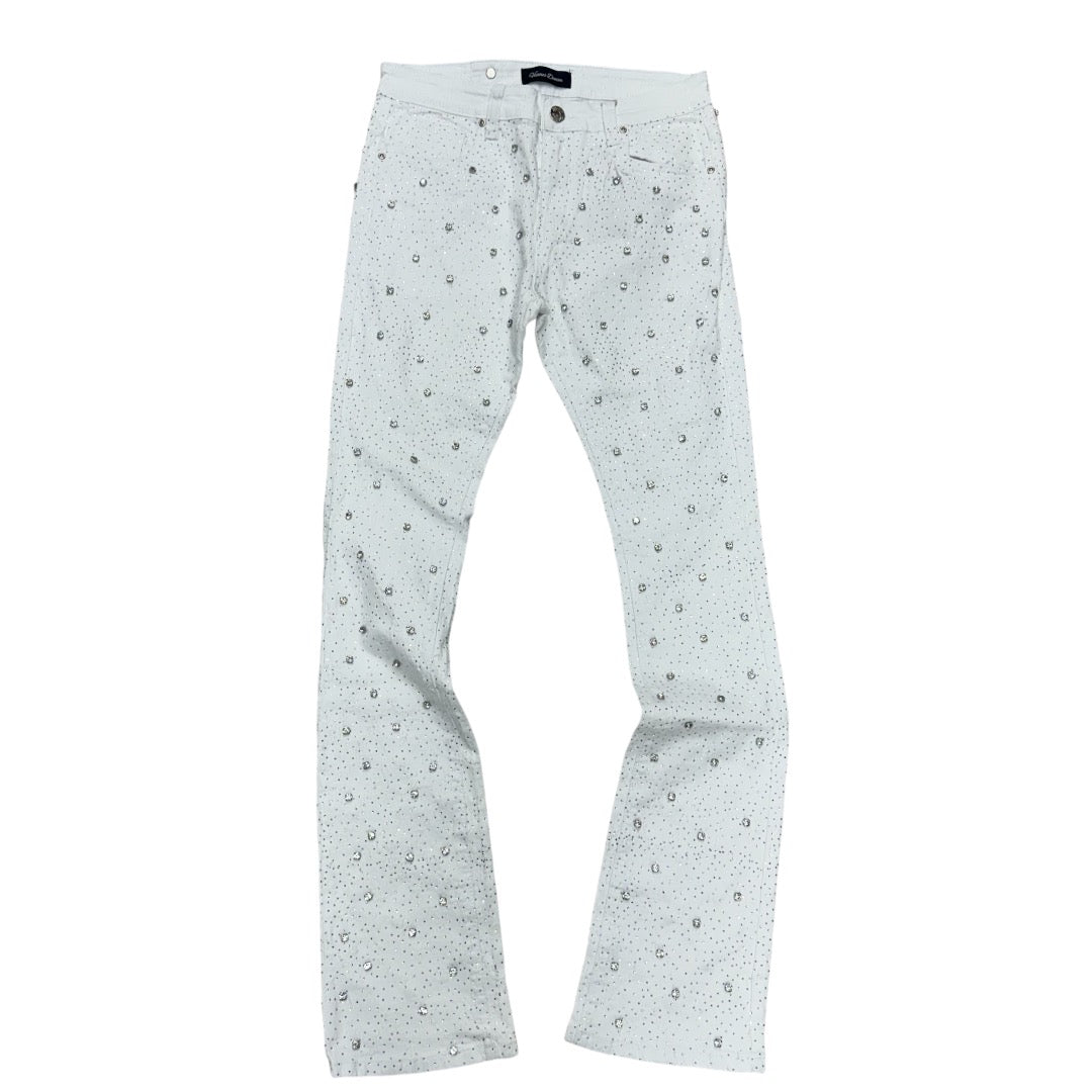 Vicious Stacked Crystals Denim white