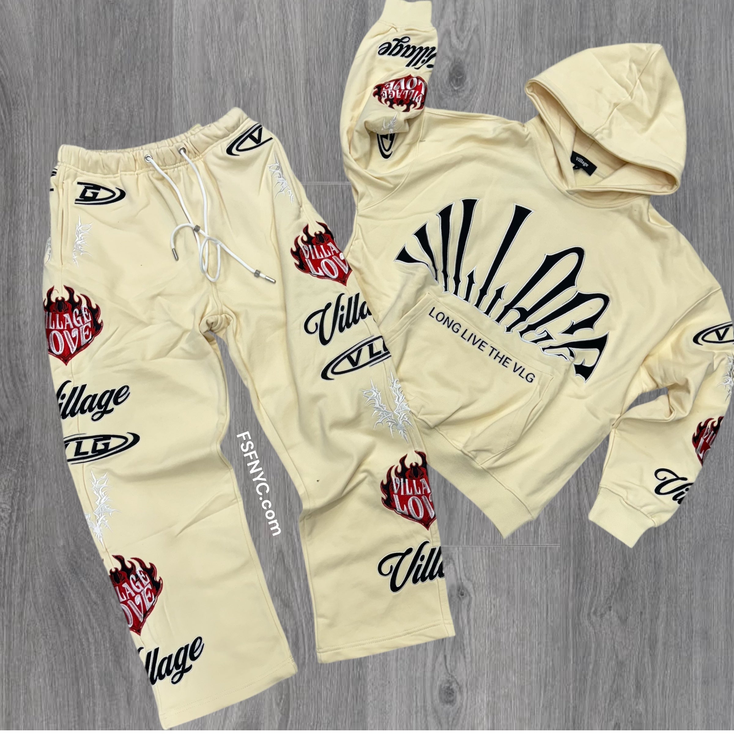 The Village w Patches SweatSuit Cream