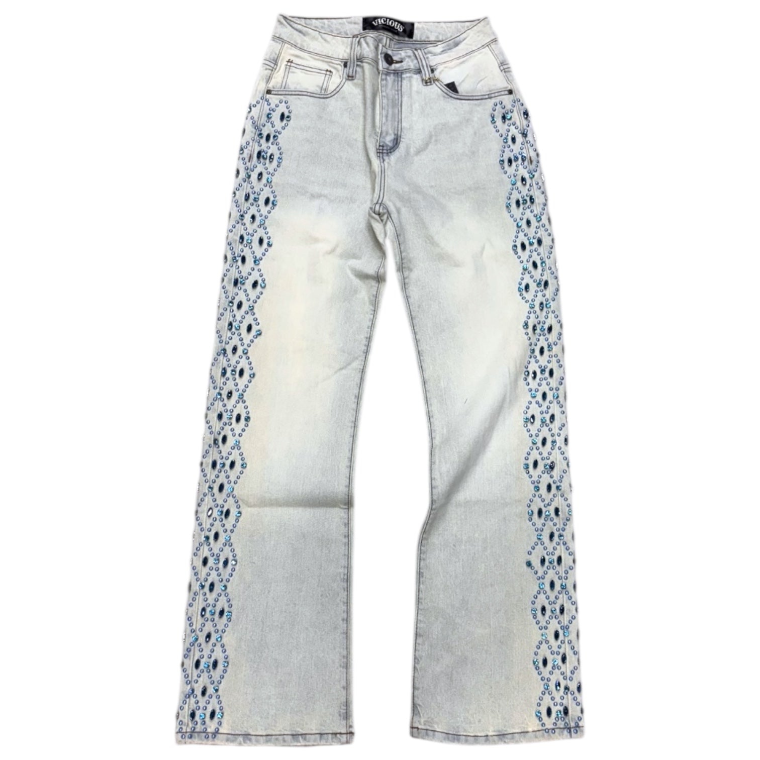 Vicious - Flare Side Rhinestone Denim - NAT BLUE - VC928