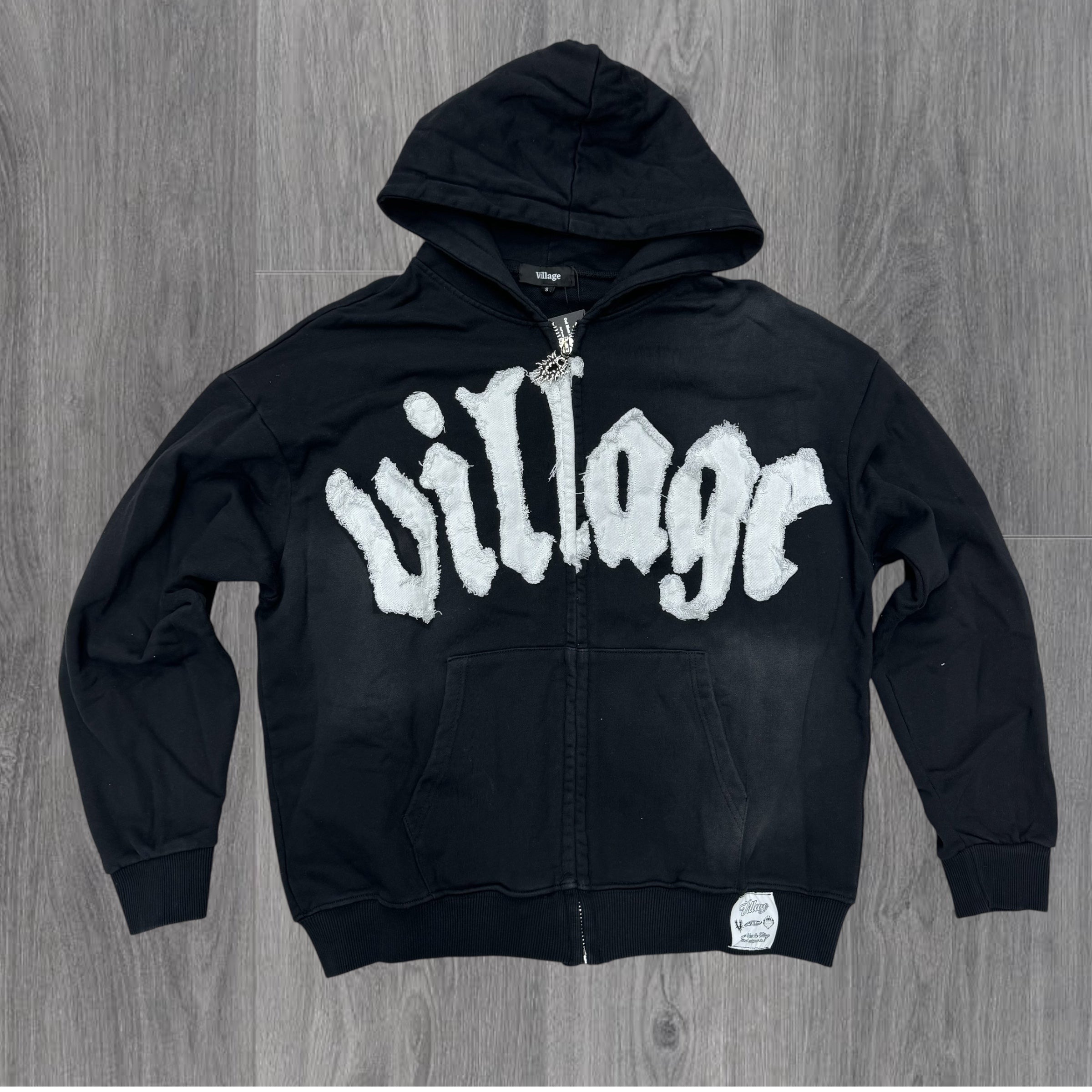 The Village Washed Black Zip Hoodie