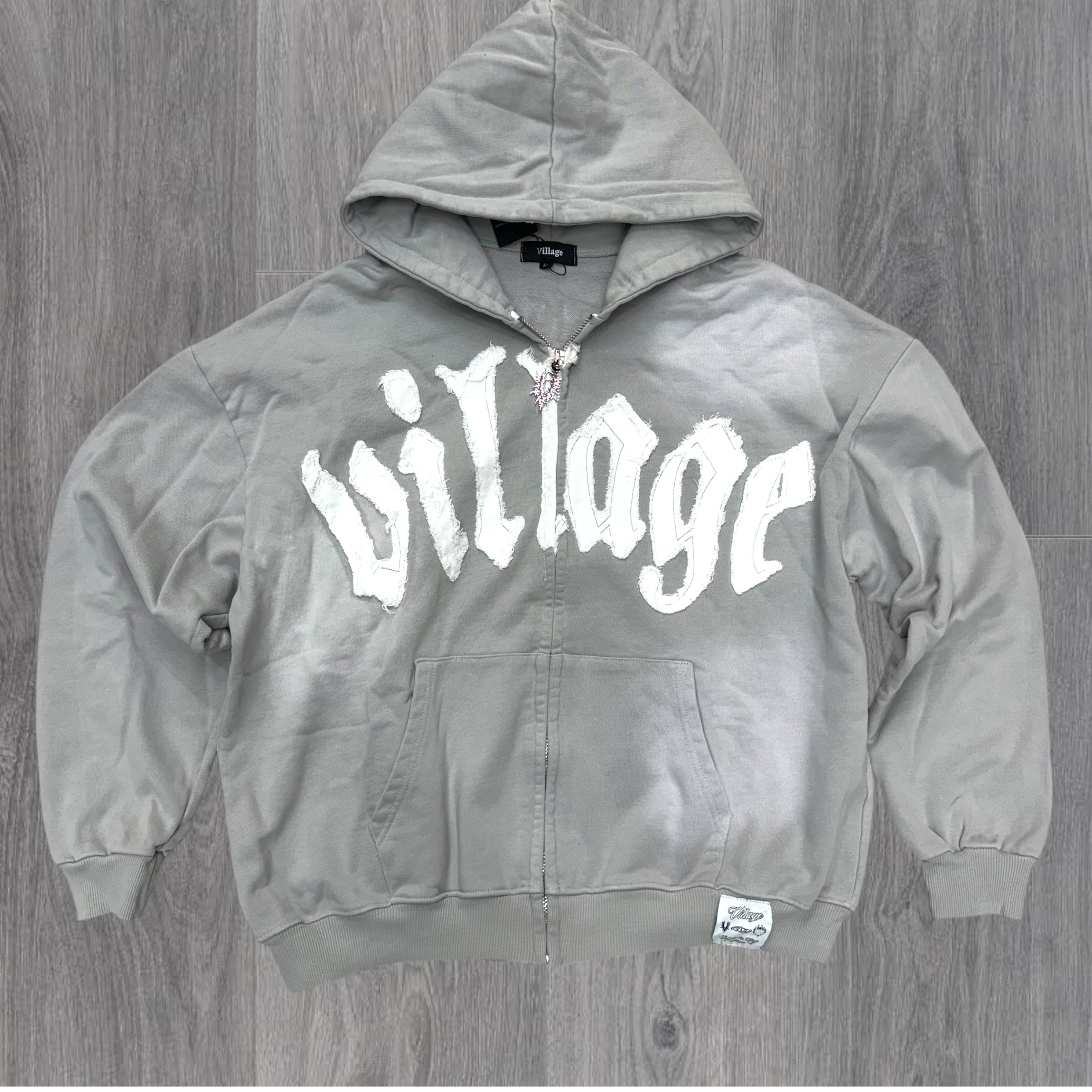 The Village Washed Grey Zip Hoodie