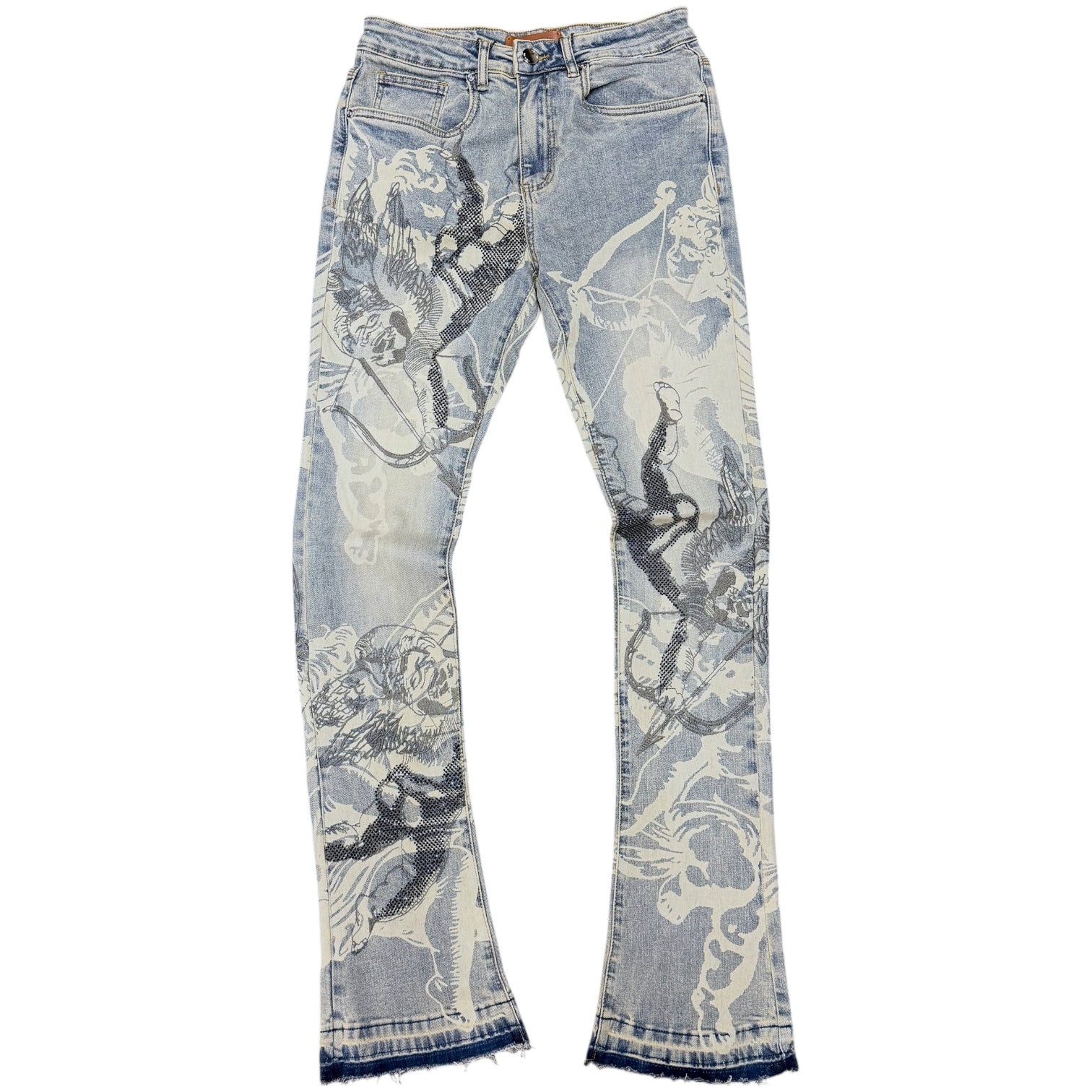 W - Stacked w/ Rhinestone Graphic Denim - Antique Blue - M8567D
