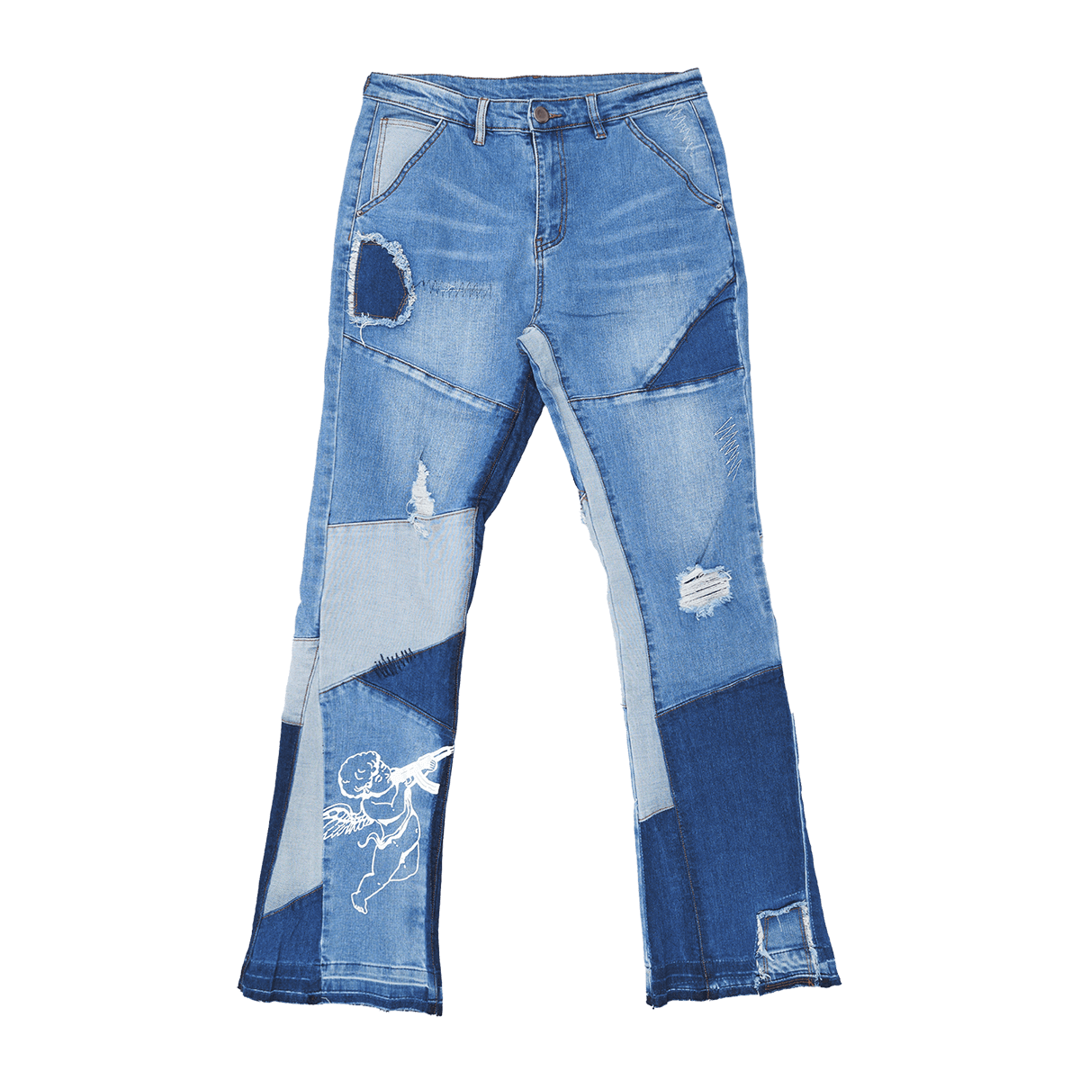 Flare Stacked Panels Denim Blue