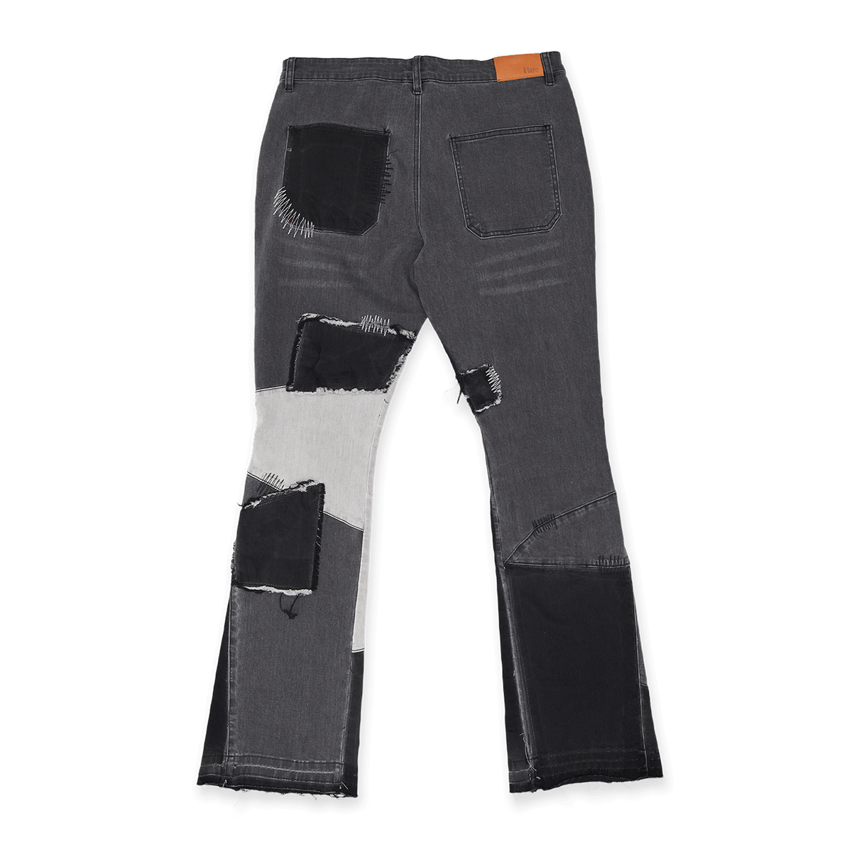 Flare Stacked Panels Denim Charcoal Black