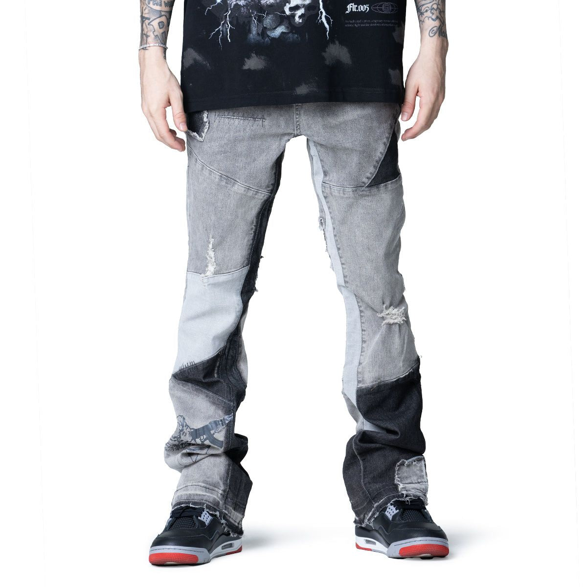 Flare Stacked Panels Denim Grey