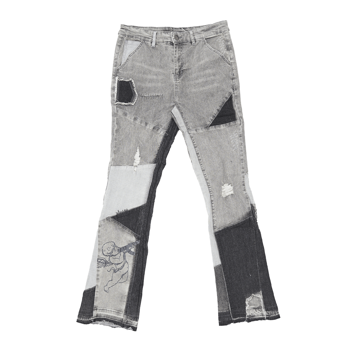 Flare Stacked Panels Denim Grey