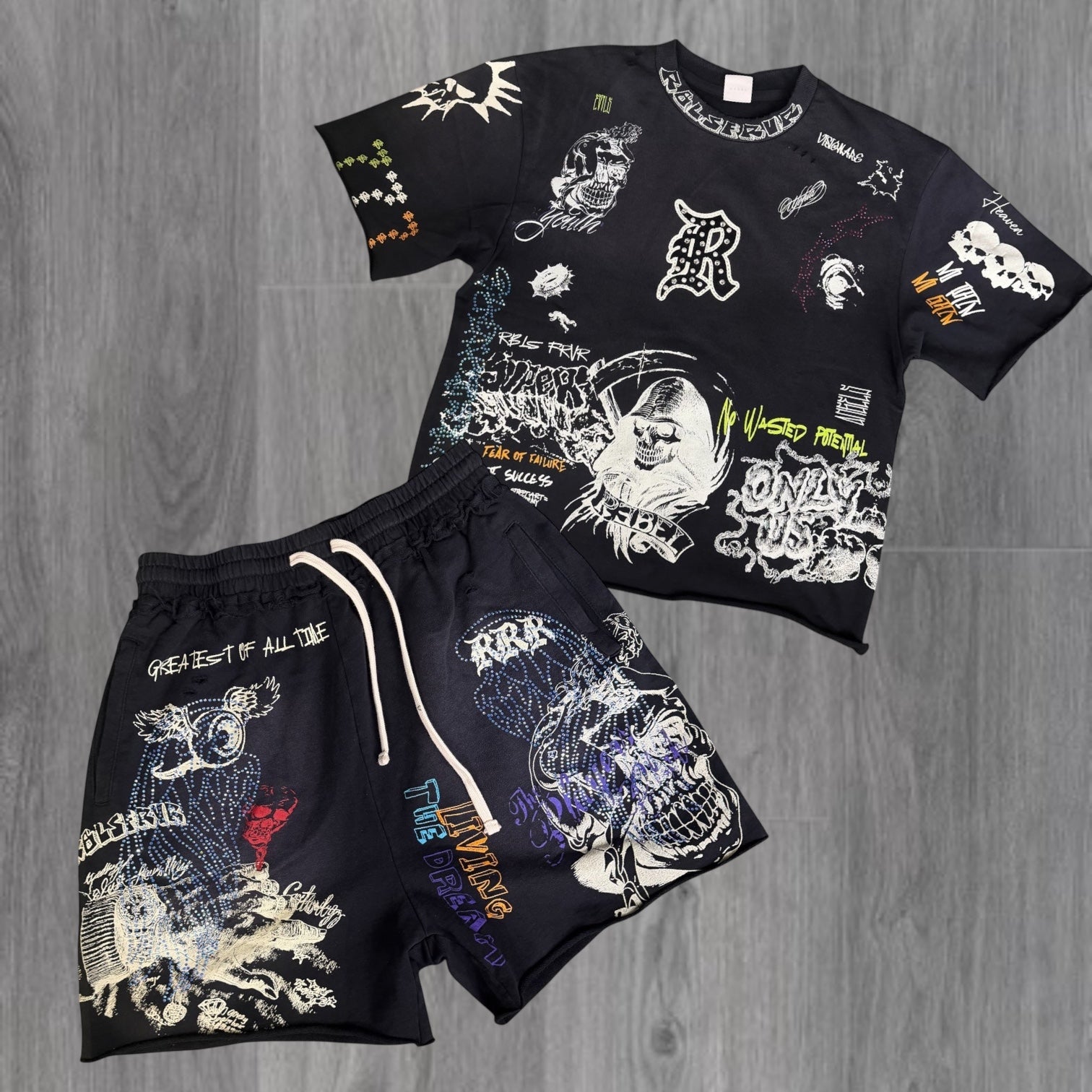 R - Fear Shorts Set  - Black - 31101