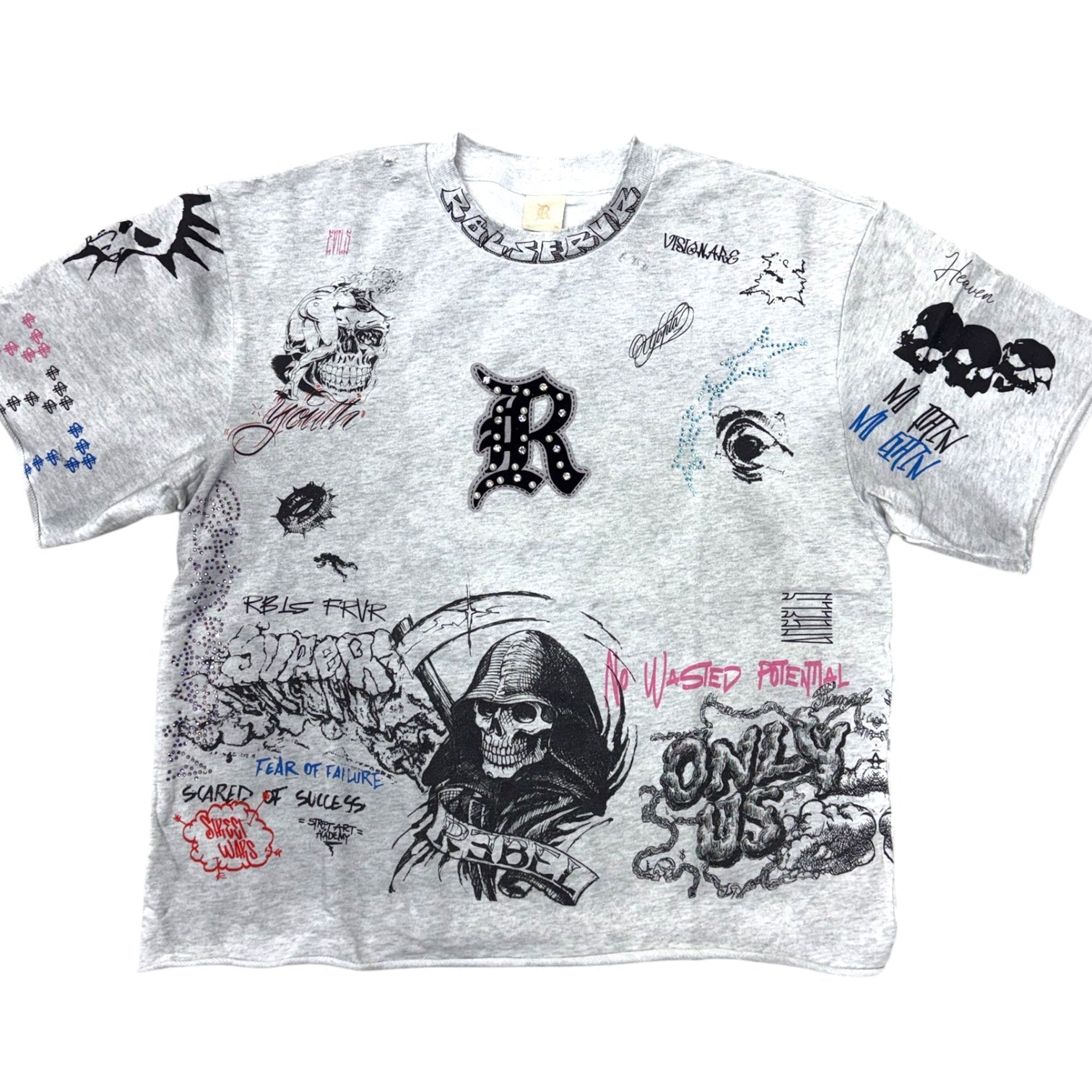 R - Fear Short Set Grey/White - 31901