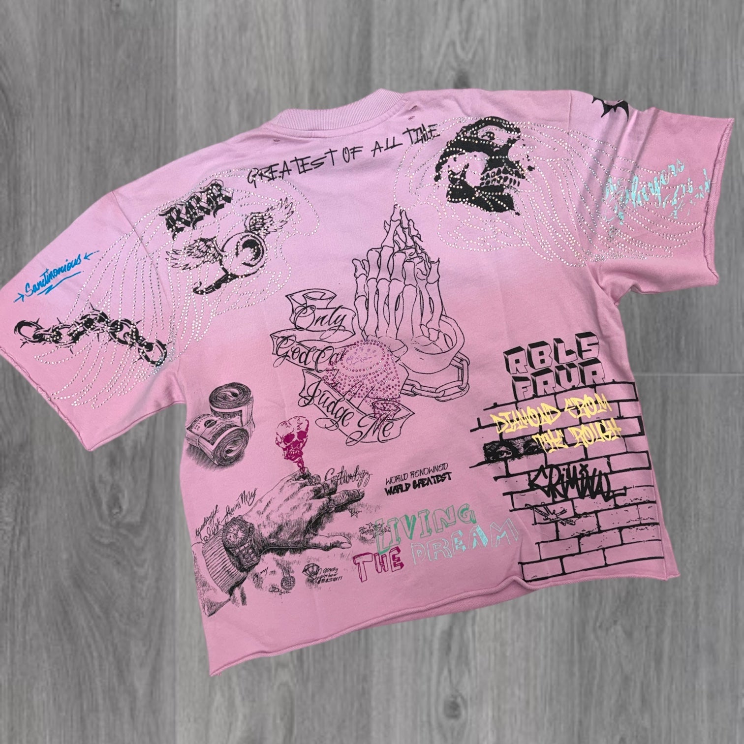 R - Fear Oversized T-shirt - Pink - 31101