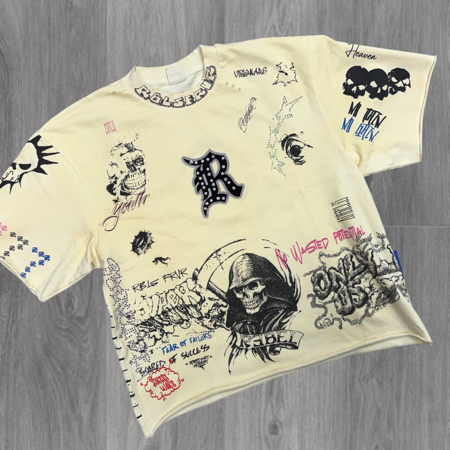 R - Fear Oversized T-shirt - Cream - 31101