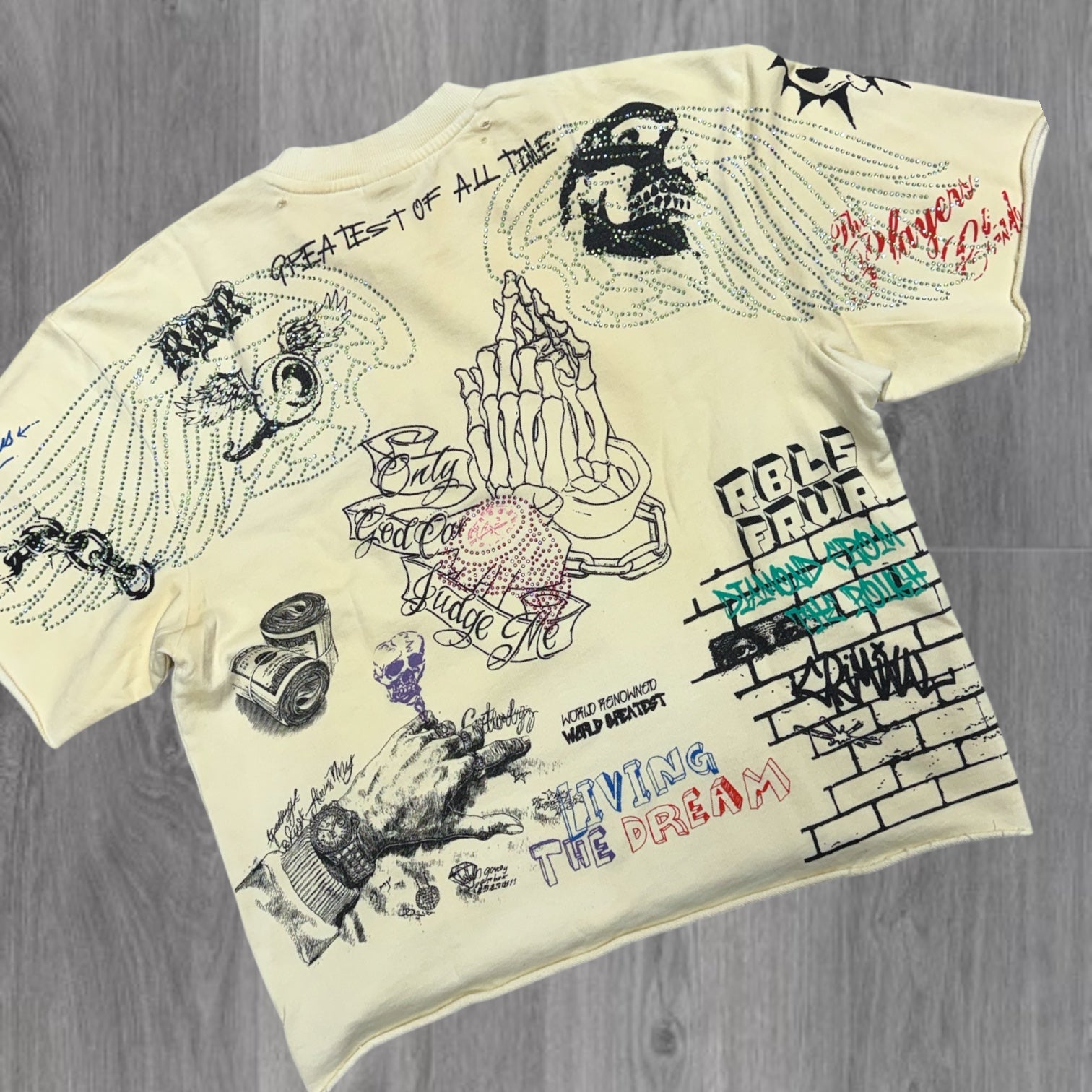 R - Fear Oversized T-shirt - Cream - 31101