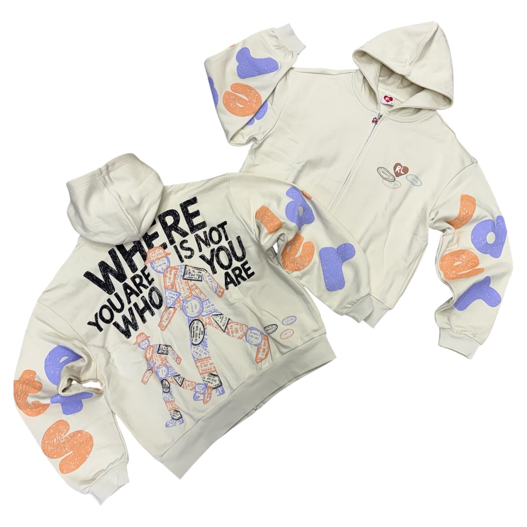 RL- oversized Zip Hoodie - Cream