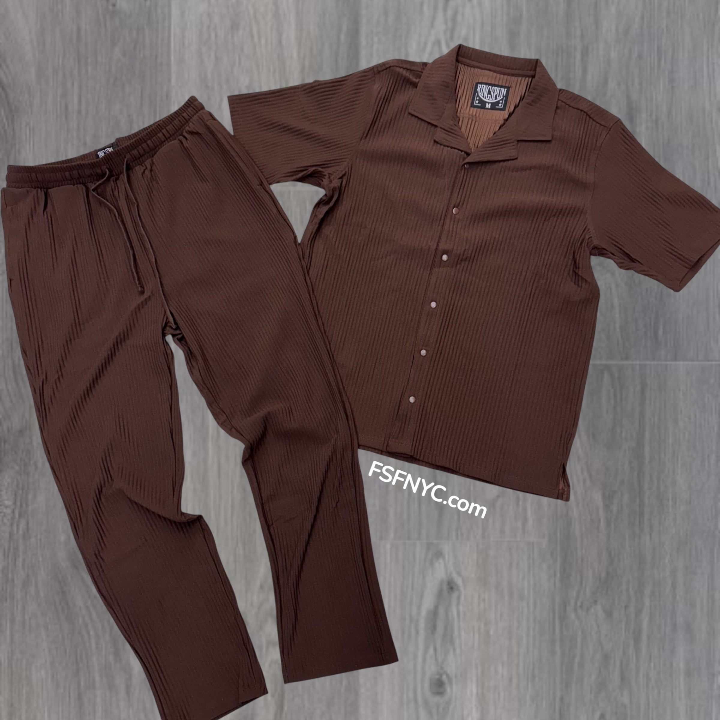 Rebel - EMBOSS SHIRT&PANTS SET - BROWN - 412 712