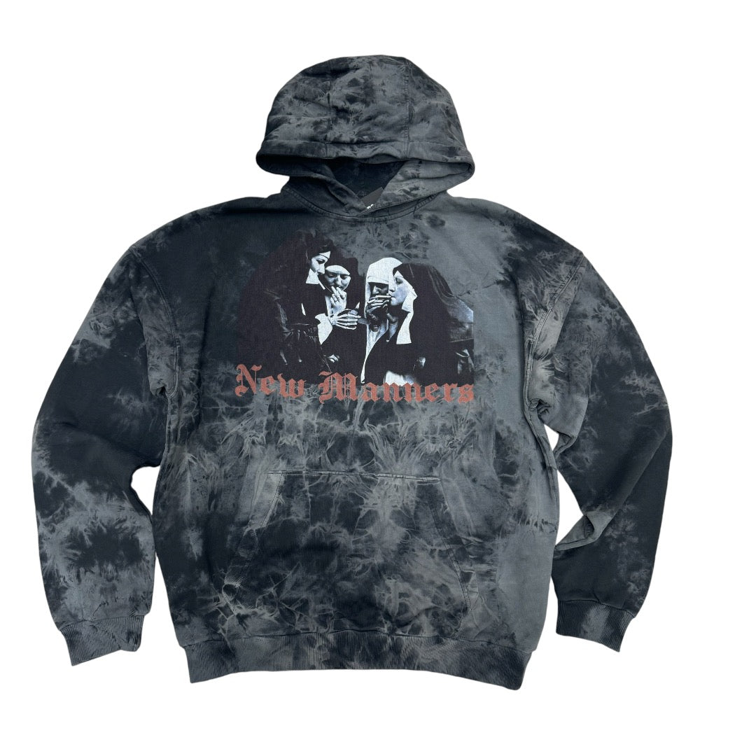 Manners OverSized Born Sinner Hoodie Tye Dye Black