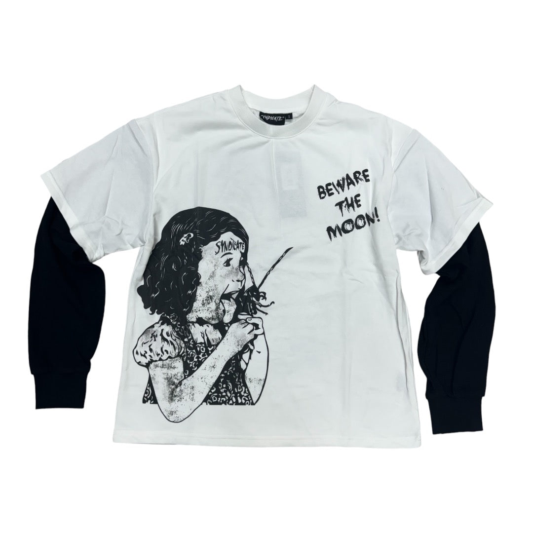 SYN Beware Long Sleeve Crop Tee w/ Thermal White  SWT5