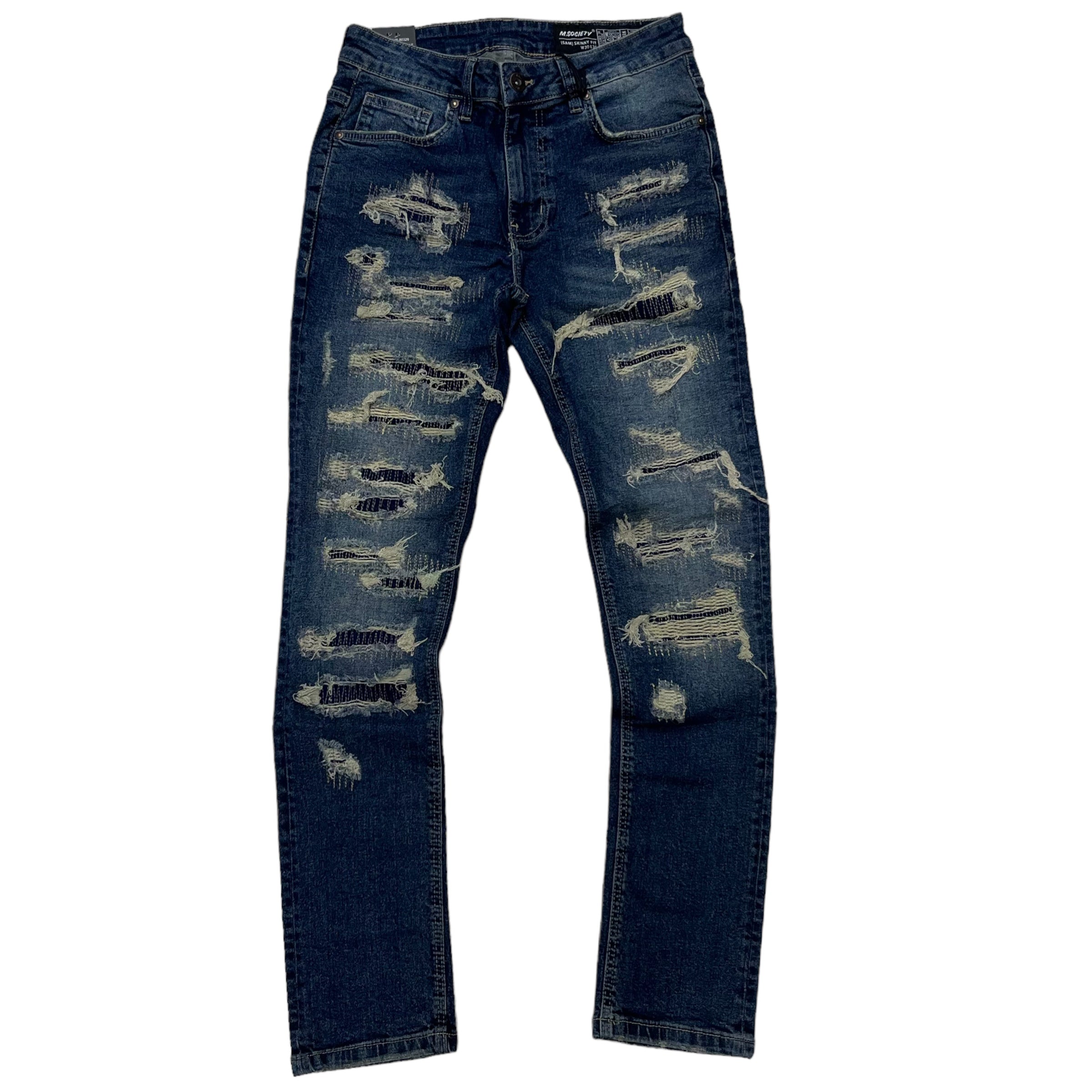 Mischief rips and repair Skinny Fit Vien mod Blue  80329
